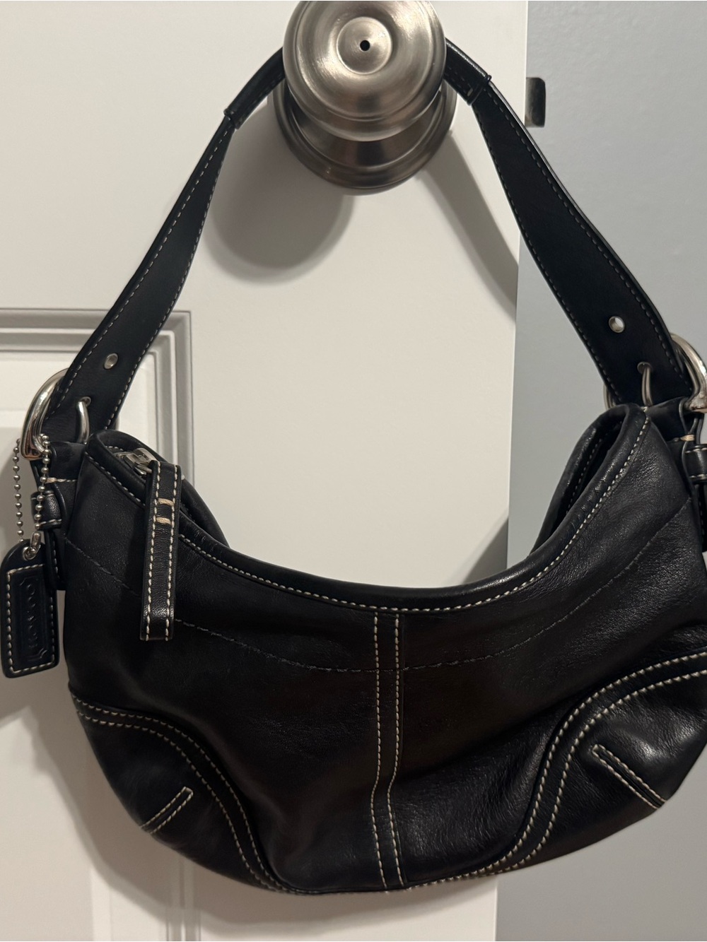 Coach Vintage Soho Mini Hobo 9566 Black Leather Y2K Shoulder Bag Vintage